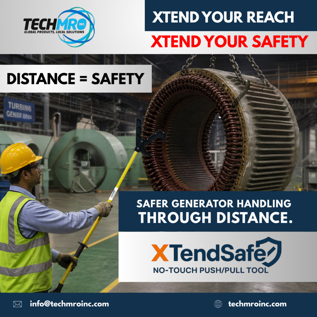 XTendSafe Push/Pull Tool used for generator stator positioning and suspended load handling during power plant outage maintenance