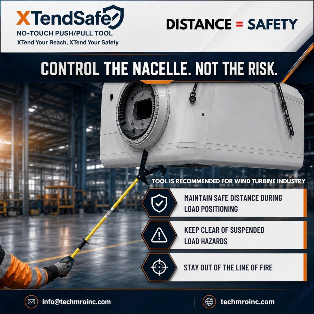 Worker maintaining safe distance during load positioning to reduce suspended load hazards safely