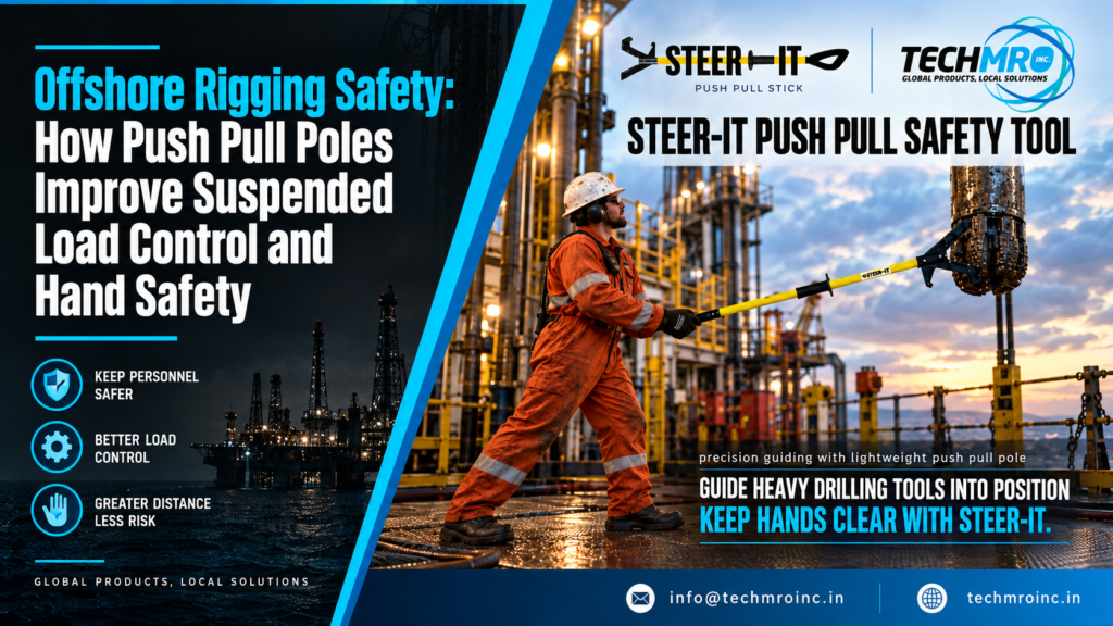 Steer-it push pull pole for offshore rigging safety and suspended load control in Africa.